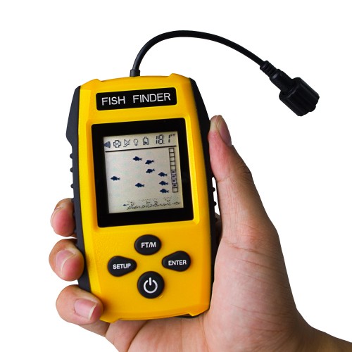 Yellow Fishfinder with Wired Sonar Transducer and Color LCD Display Venterior Portable Fish Finder 